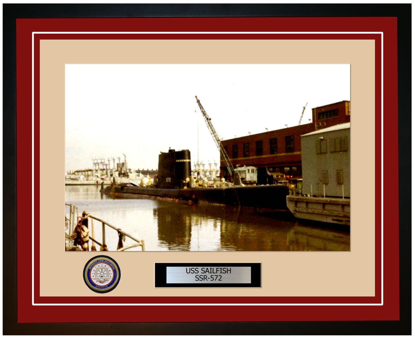 USS Sailfish SSR-572 Framed Navy Ship Photo Burgundy