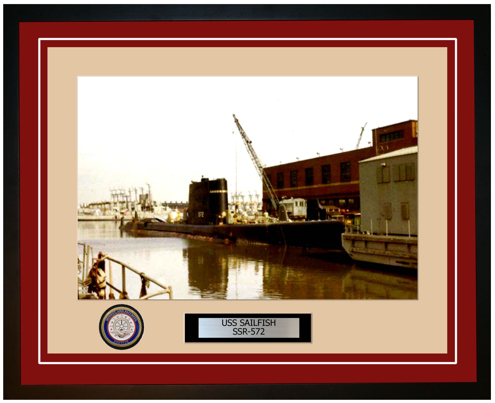 USS Sailfish SSR-572 Framed Navy Ship Photo Burgundy