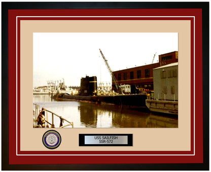 USS Sailfish SSR-572 Framed Navy Ship Photo Burgundy