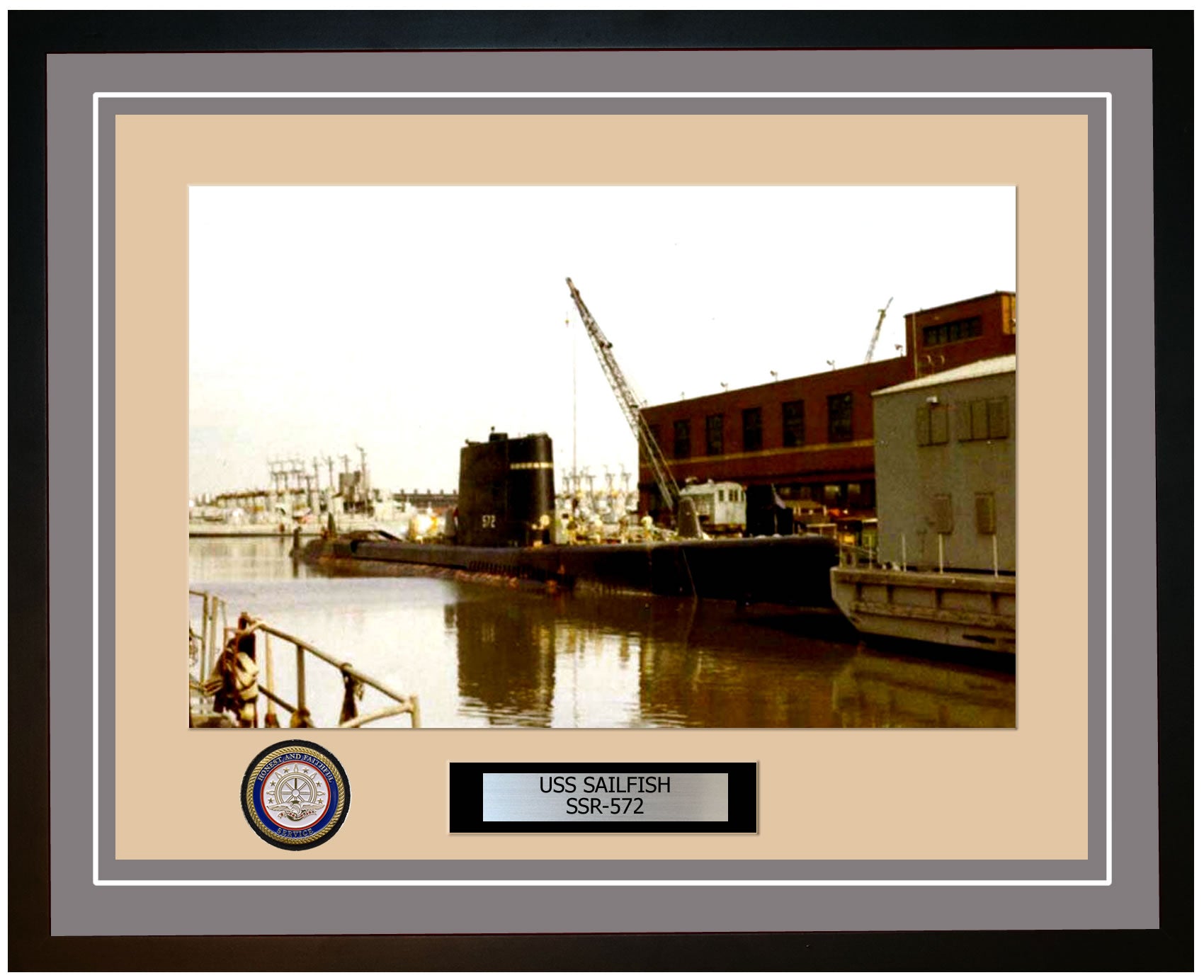 USS Sailfish SSR-572 Framed Navy Ship Photo Grey