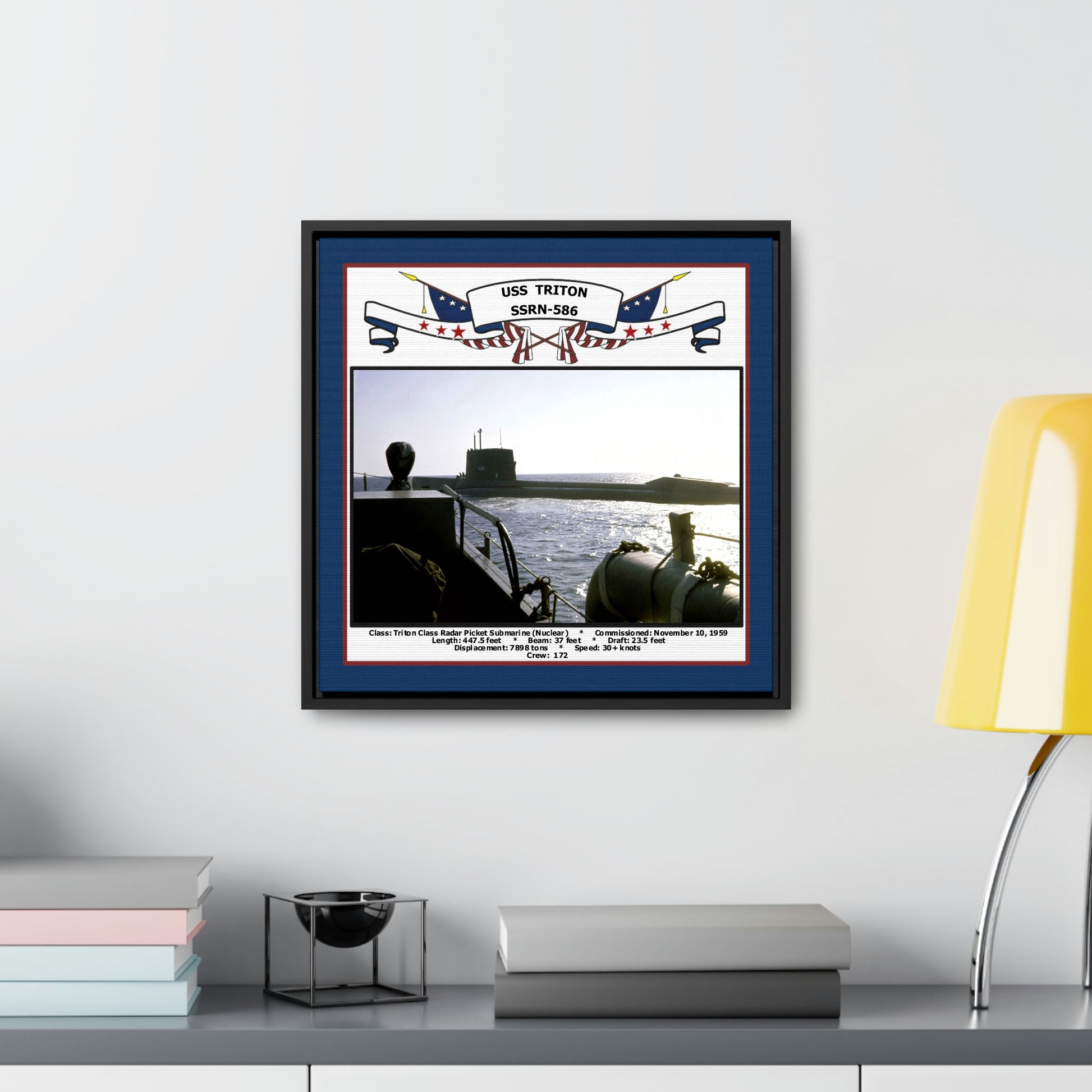 USS Triton SSRN-586 Navy Floating Frame Photo Desk View
