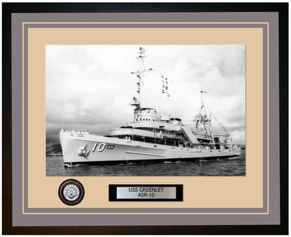 USS GREENLET ASR-10 Framed Navy Ship Photo Grey