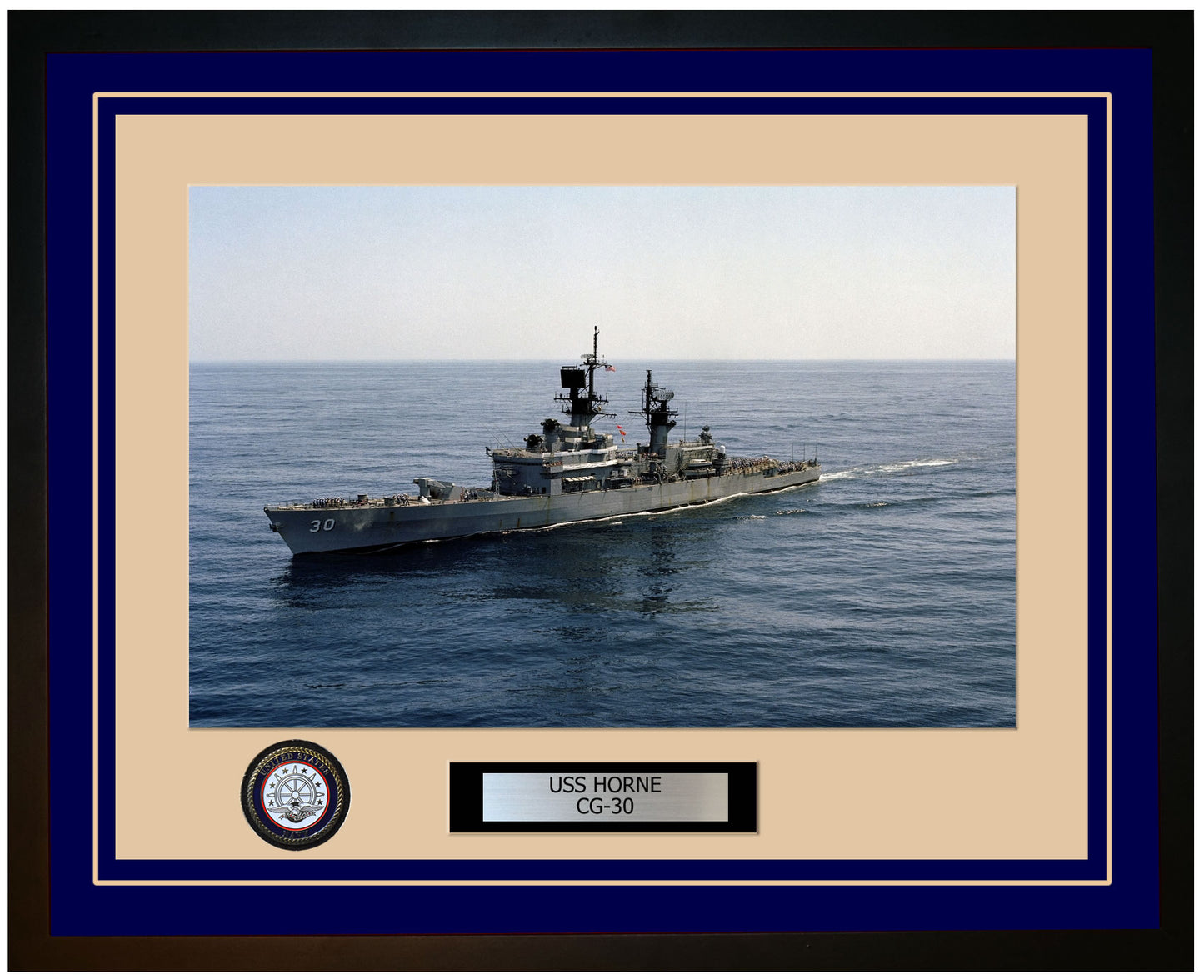 USS HORNE CG-30 Framed Navy Ship Photo Blue