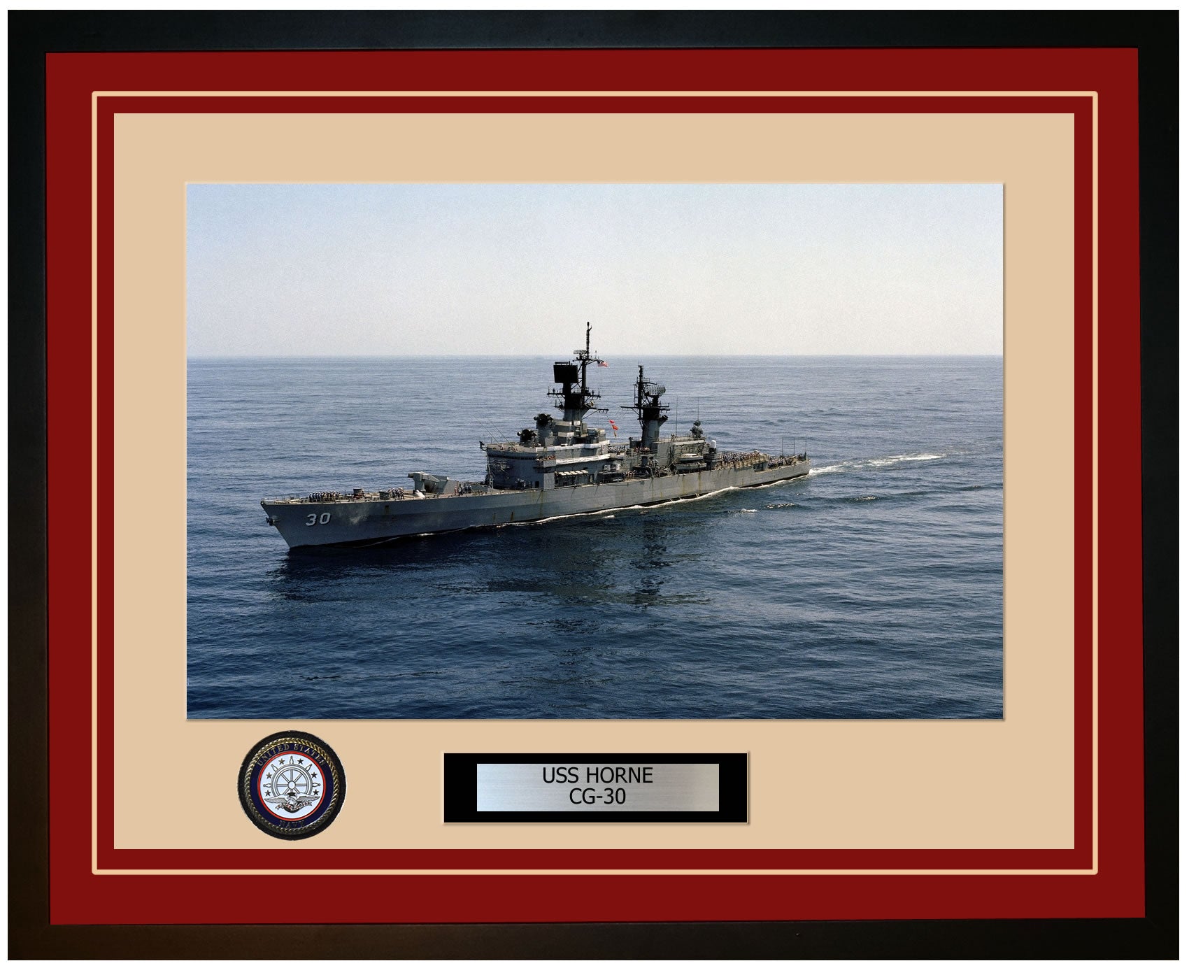 USS HORNE CG-30 Framed Navy Ship Photo Burgundy