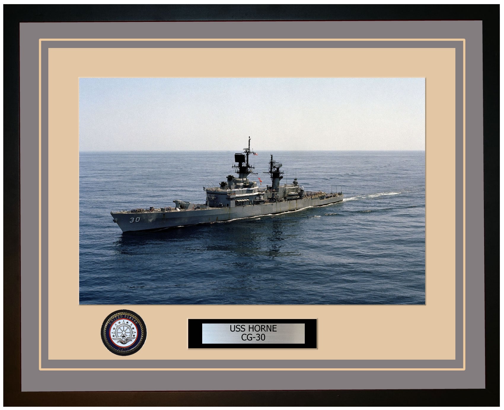 USS HORNE CG-30 Framed Navy Ship Photo Grey