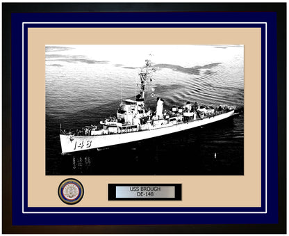 USS Brough DE-148 Framed Navy Ship Photo Blue