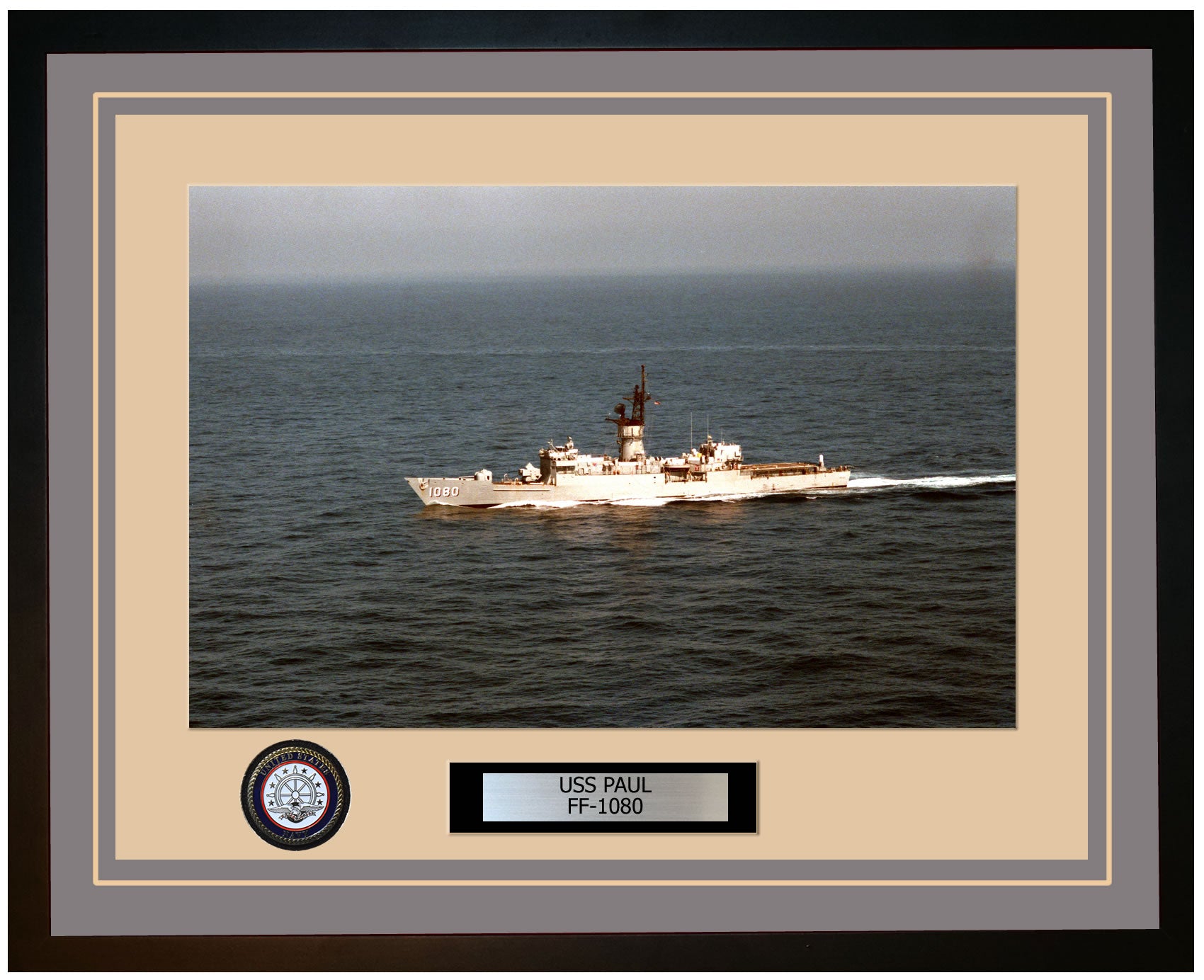 USS PAUL FF-1080 Framed Navy Ship Photo Grey