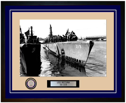 USS Becuna SS-319 Framed Navy Ship Photo Blue