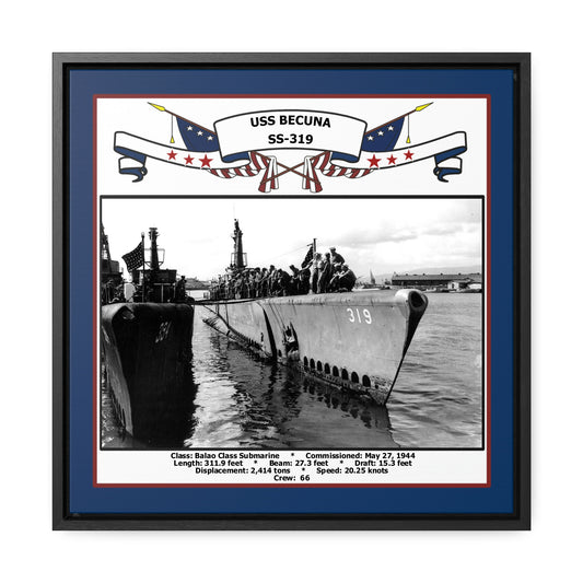 USS Becuna SS-319 Navy Floating Frame Photo Front View