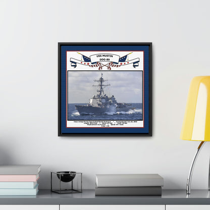 USS Mustin DDG-89 Navy Floating Frame Photo Desk View