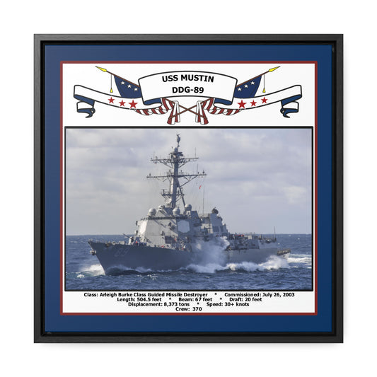 USS Mustin DDG-89 Navy Floating Frame Photo Front View