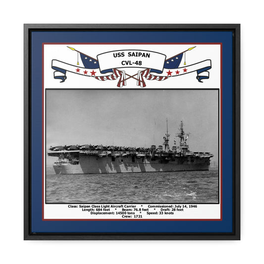 USS Saipan CVL-48 Navy Floating Frame Photo Front View