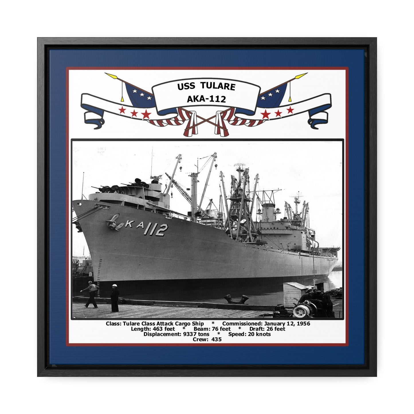 USS Tulare AKA-112 Navy Floating Frame Photo Front View