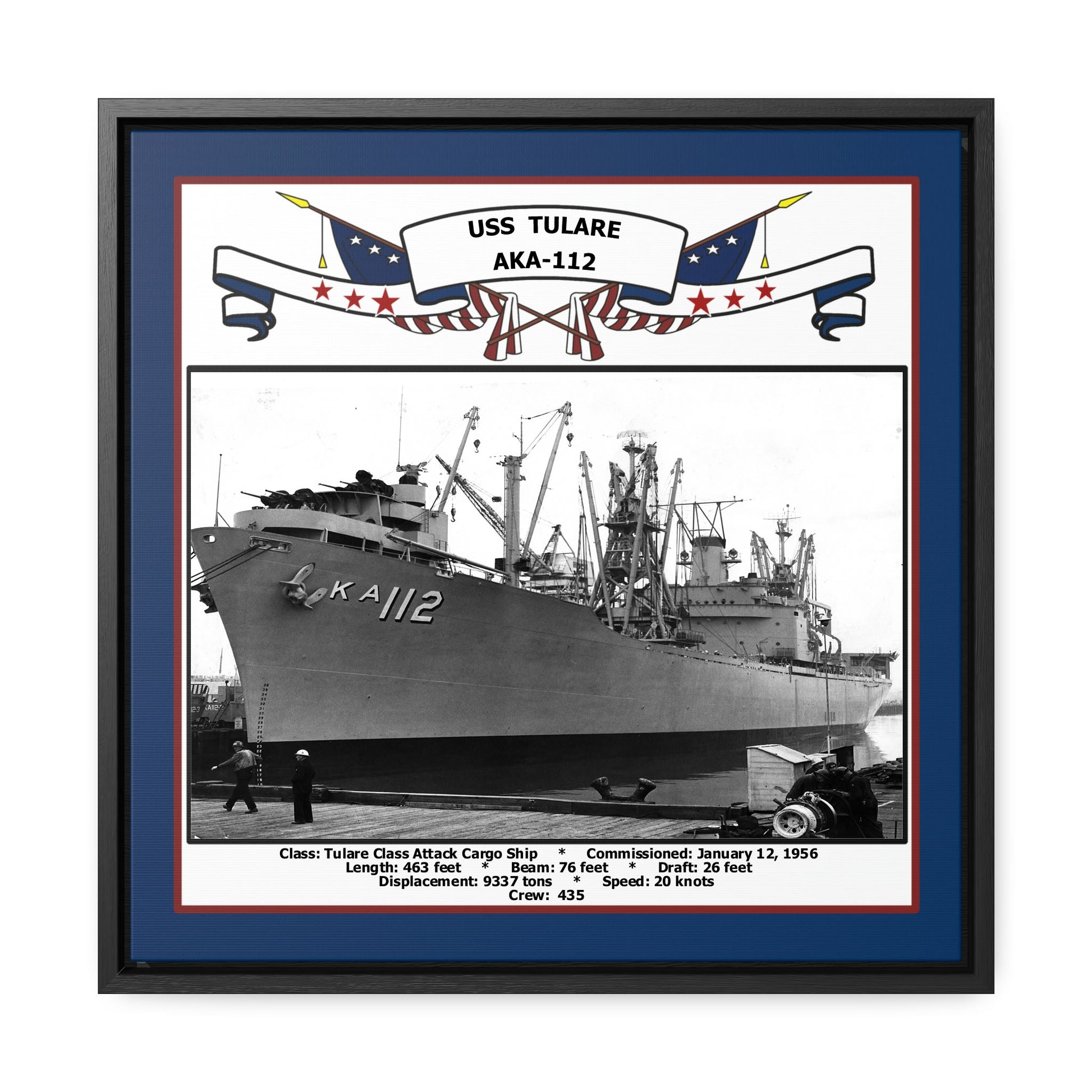 USS Tulare AKA-112 Navy Floating Frame Photo Front View