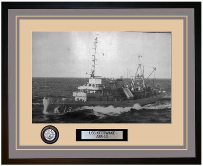 USS KITTIWAKE ASR-13 Framed Navy Ship Photo Grey