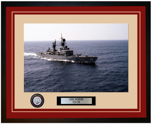 USS HORNE CG-30 Framed Navy Ship Photo Burgundy