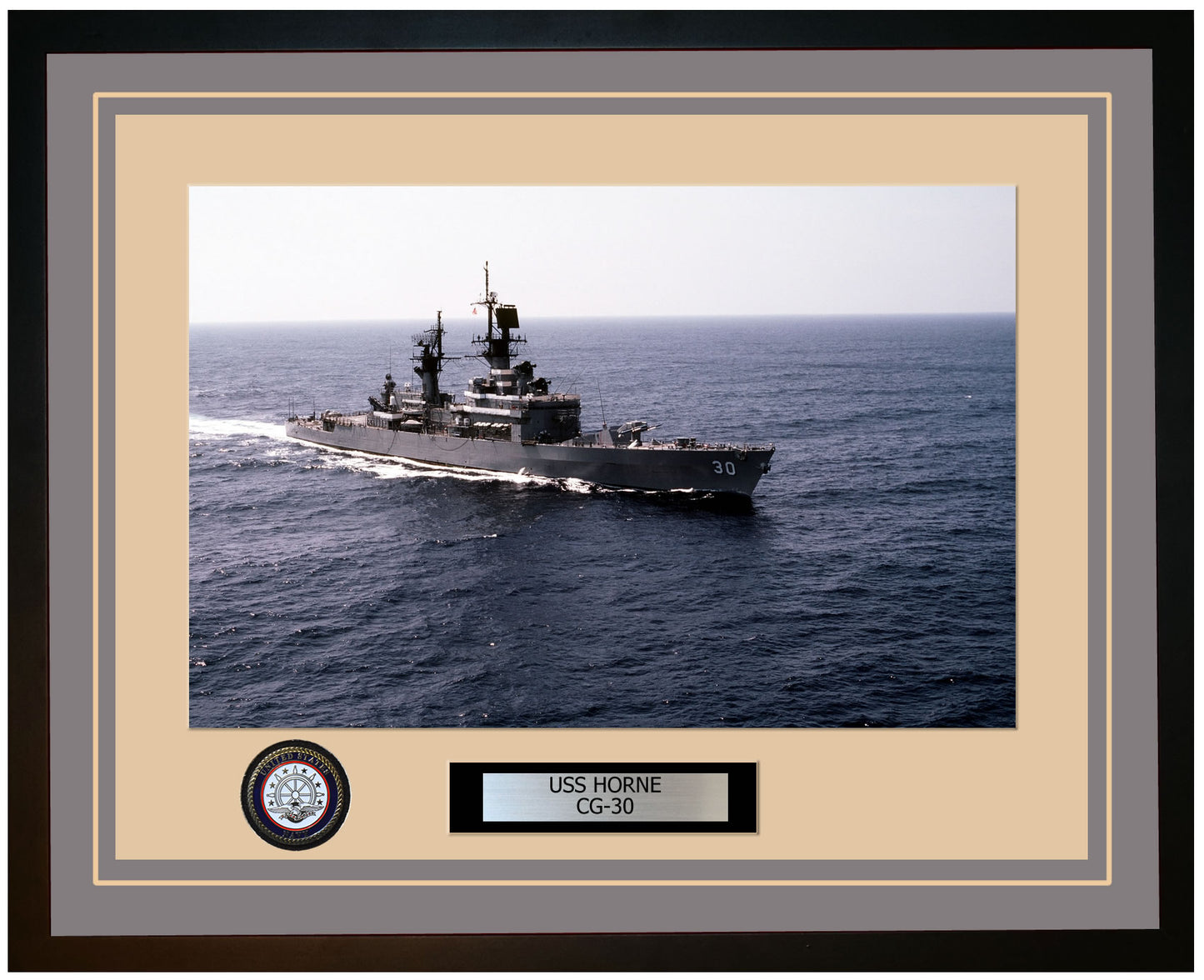 USS HORNE CG-30 Framed Navy Ship Photo Grey