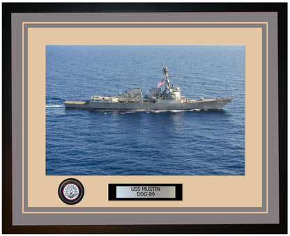 USS MUSTIN DDG-89 Framed Navy Ship Photo Grey