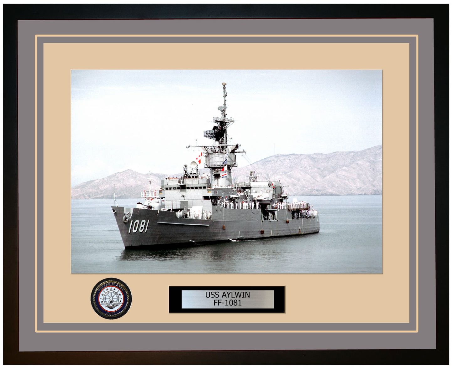 USS AYLWIN FF-1081 Framed Navy Ship Photo Grey