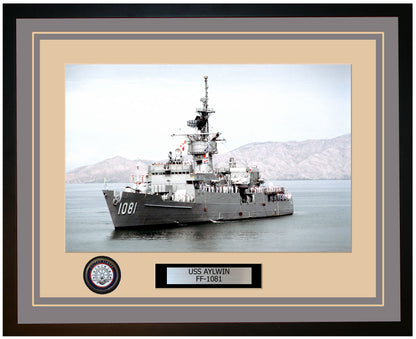 USS AYLWIN FF-1081 Framed Navy Ship Photo Grey