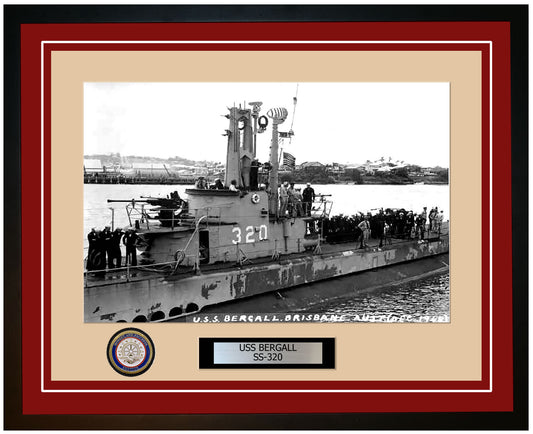 USS Bergall SS-320 Framed Navy Ship Photo Burgundy