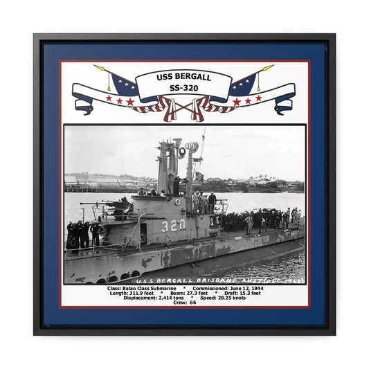 USS Bergall SS-320 Navy Floating Frame Photo Front View