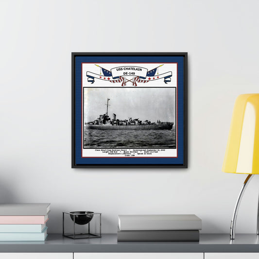 USS Chatelain DE-149 Navy Floating Frame Photo Desk View