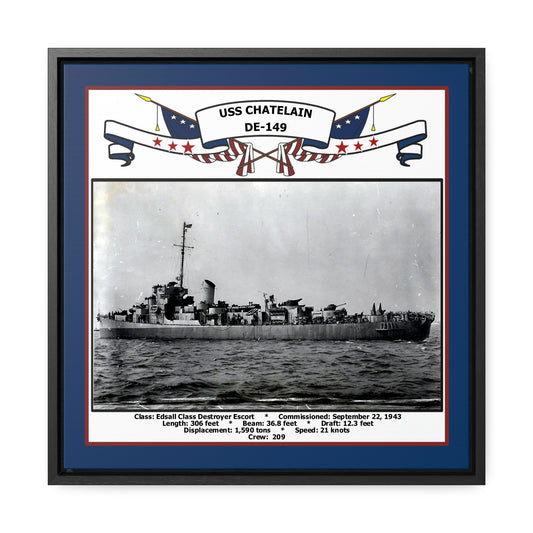 USS Chatelain DE-149 Navy Floating Frame Photo Front View