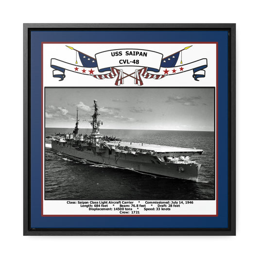 USS Saipan CVL-48 Navy Floating Frame Photo Front View