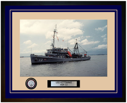 USS KITTIWAKE ASR-13 Framed Navy Ship Photo Blue
