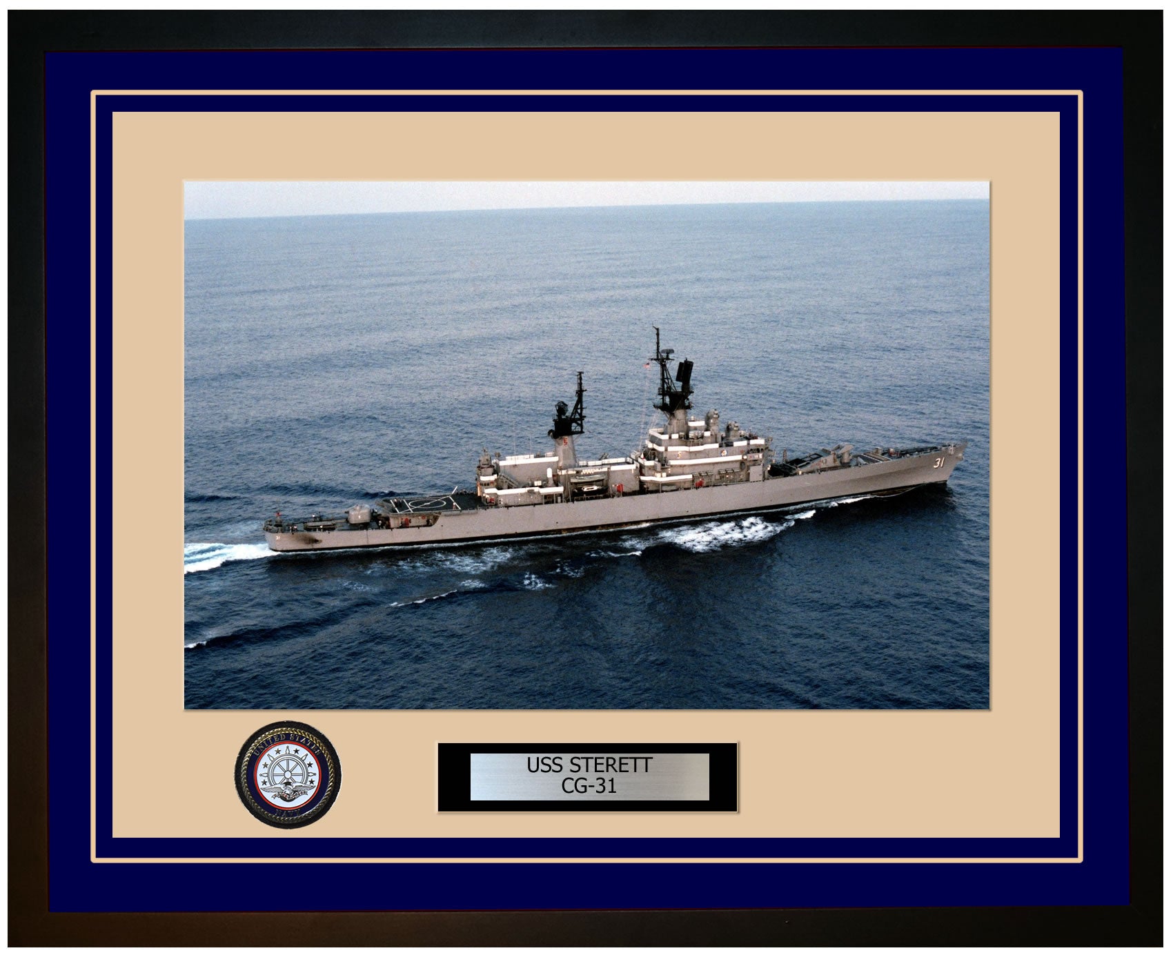 USS STERETT CG-31 Framed Navy Ship Photo Blue