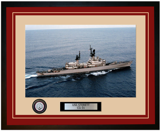 USS STERETT CG-31 Framed Navy Ship Photo Burgundy