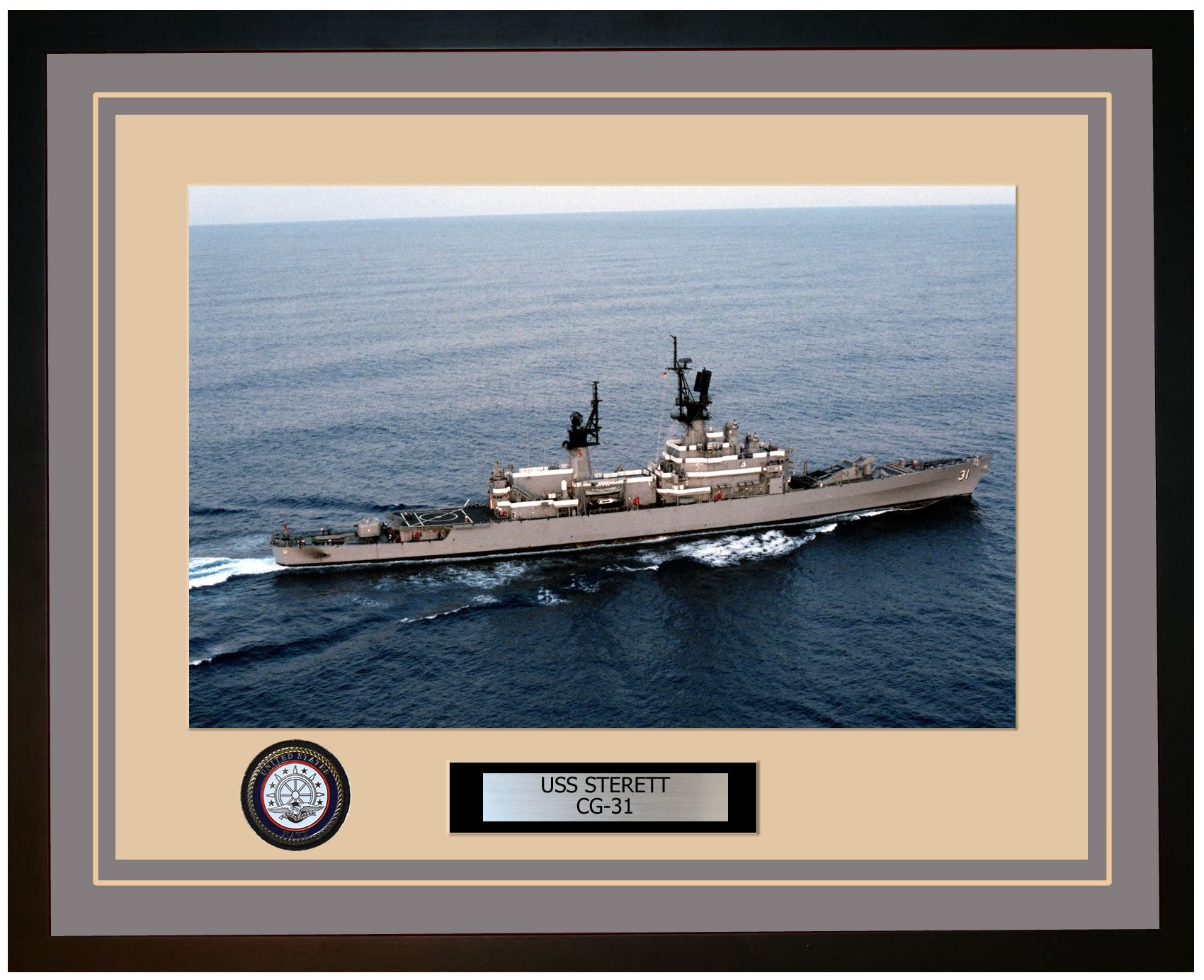 USS STERETT CG-31 Framed Navy Ship Photo Grey