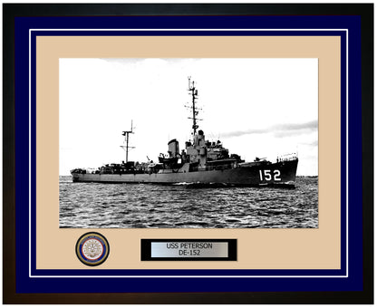 USS Peterson DE-152 Framed Navy Ship Photo Blue