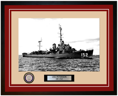 USS Peterson DE-152 Framed Navy Ship Photo Burgundy