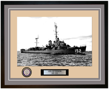 USS Peterson DE-152 Framed Navy Ship Photo Grey