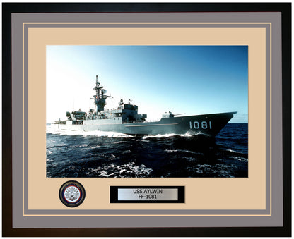 USS AYLWIN FF-1081 Framed Navy Ship Photo Grey