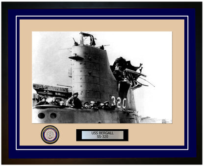 USS Bergall SS-320 Framed Navy Ship Photo Blue