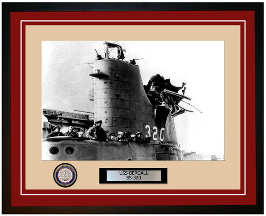 USS Bergall SS-320 Framed Navy Ship Photo Burgundy