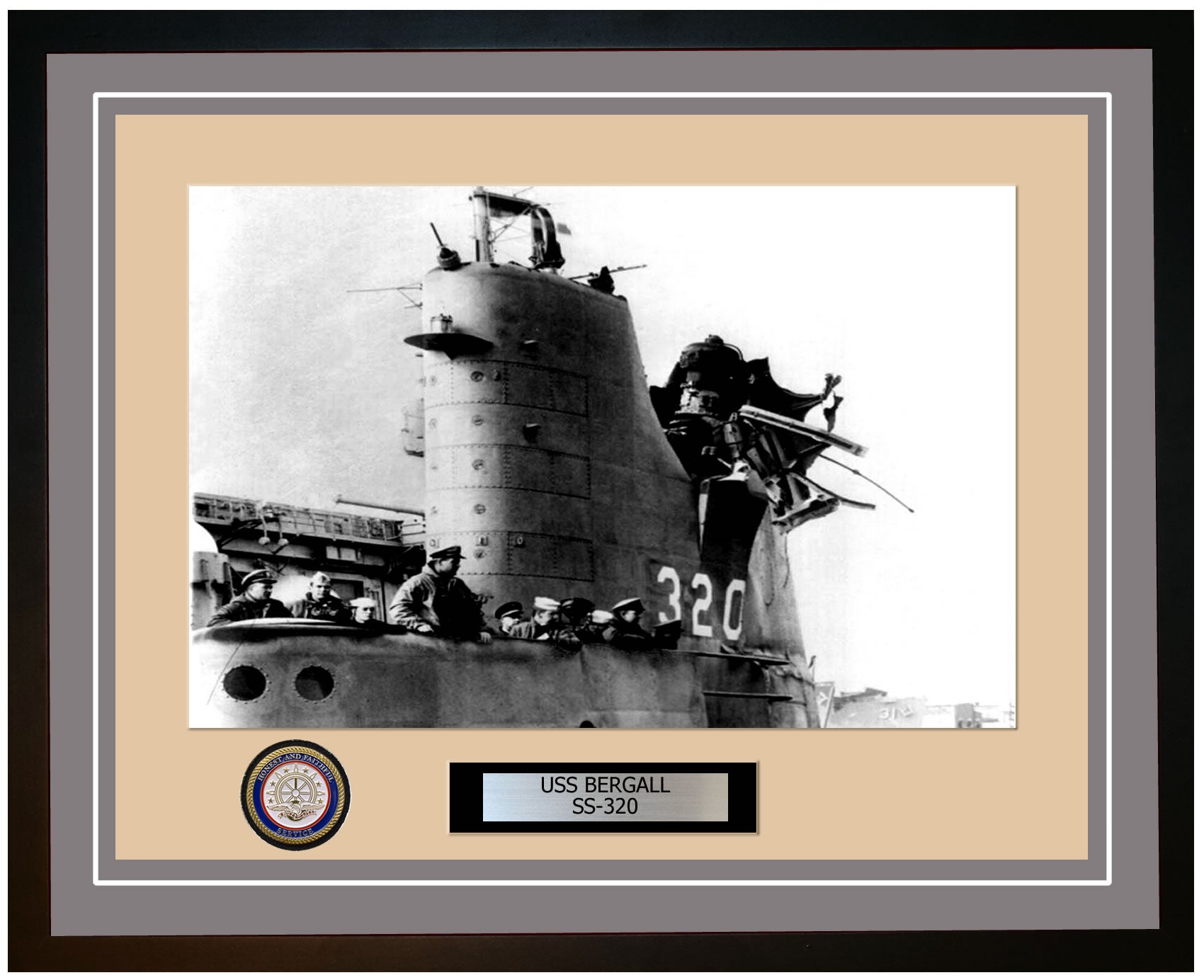 USS Bergall SS-320 Framed Navy Ship Photo Grey