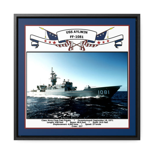 USS Aylwin FF-1081 Navy Floating Frame Photo Front View
