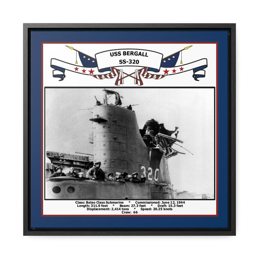 USS Bergall SS-320 Navy Floating Frame Photo Front View
