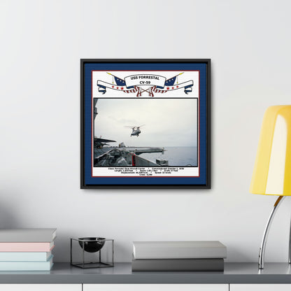 USS Forrestal CV-59 Navy Floating Frame Photo Desk View