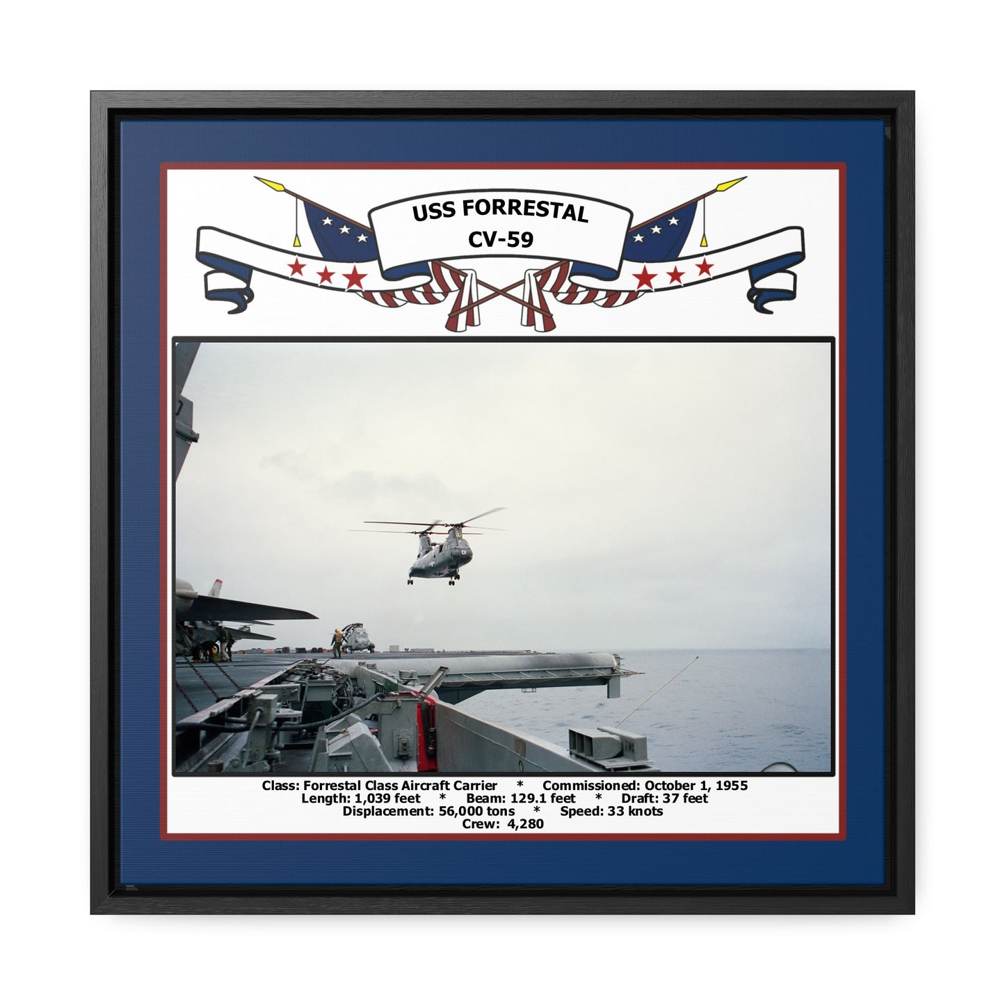 USS Forrestal CV-59 Navy Floating Frame Photo Front View