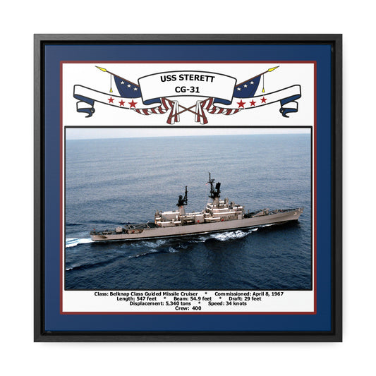 USS Sterett CG-31 Navy Floating Frame Photo Front View