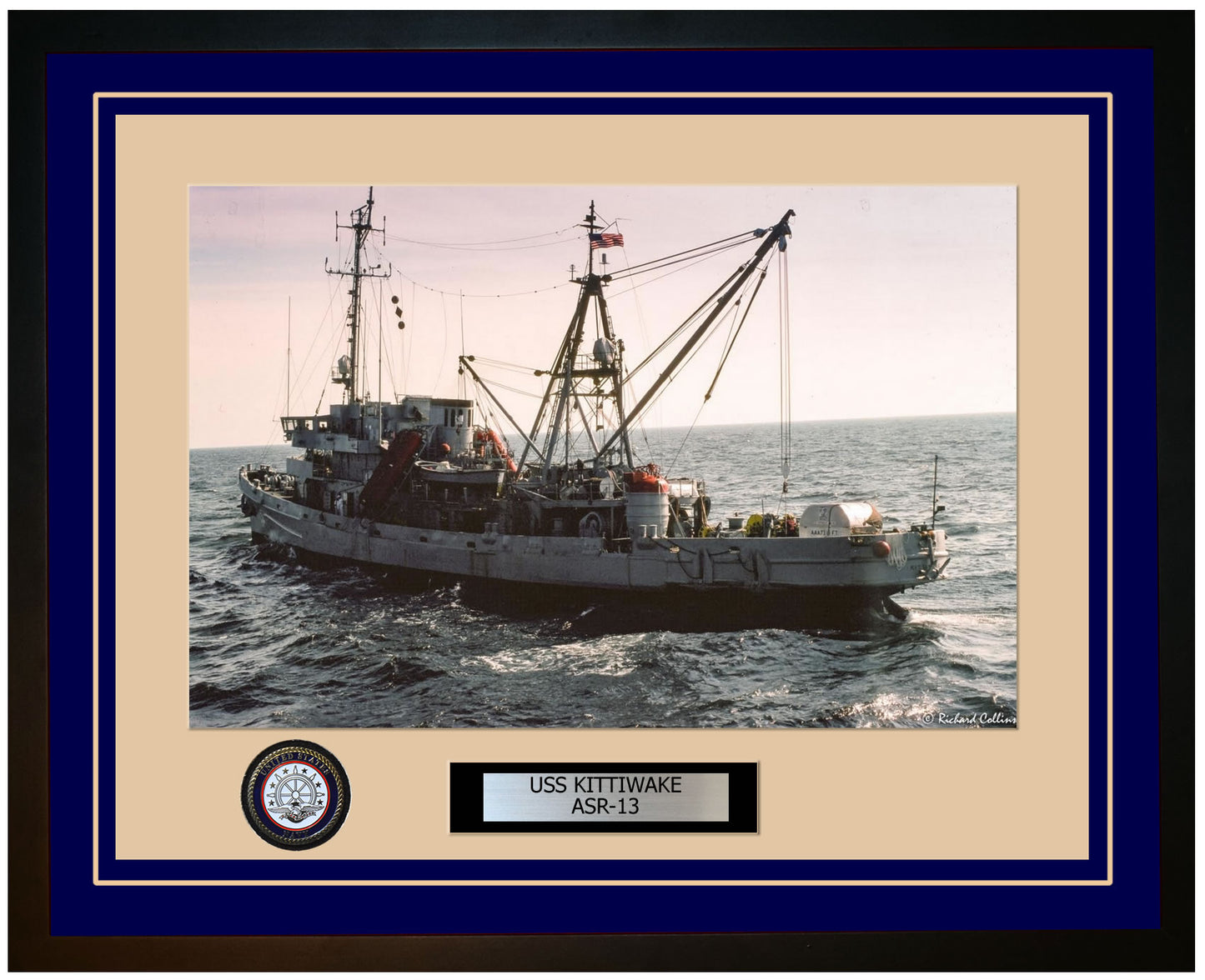 USS KITTIWAKE ASR-13 Framed Navy Ship Photo Blue