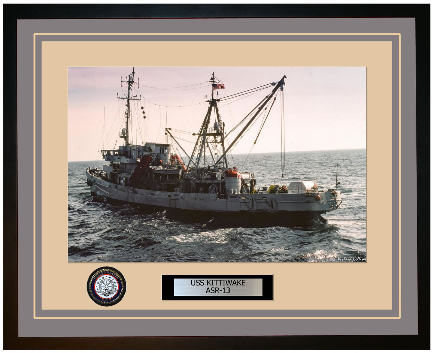 USS KITTIWAKE ASR-13 Framed Navy Ship Photo Grey