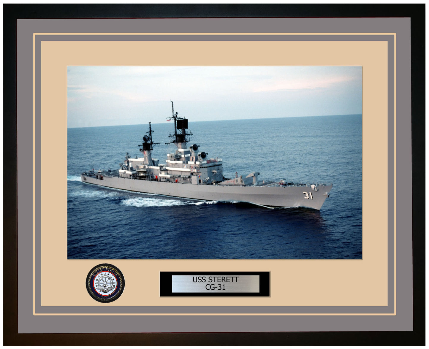 USS STERETT CG-31 Framed Navy Ship Photo Grey