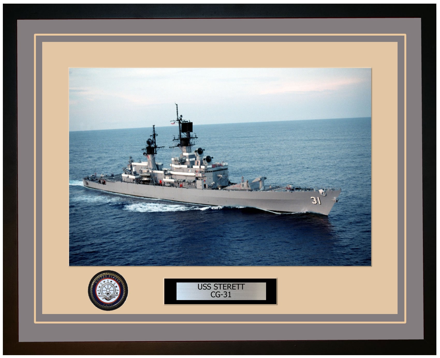 USS STERETT CG-31 Framed Navy Ship Photo Grey