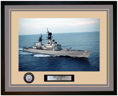 USS STERETT CG-31 Framed Navy Ship Photo Grey